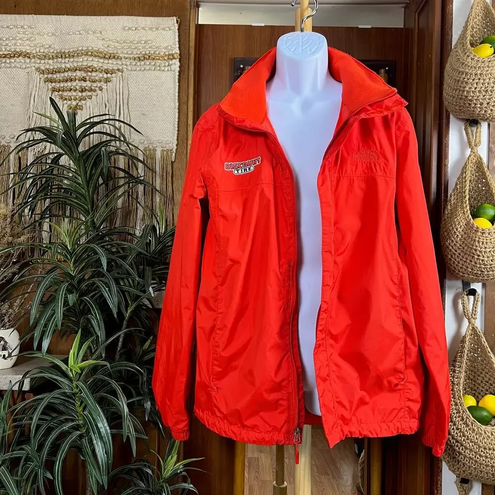 North Face DryVent Rain Jacket Mens L Red Packable Hood Waterproof Discount Tire